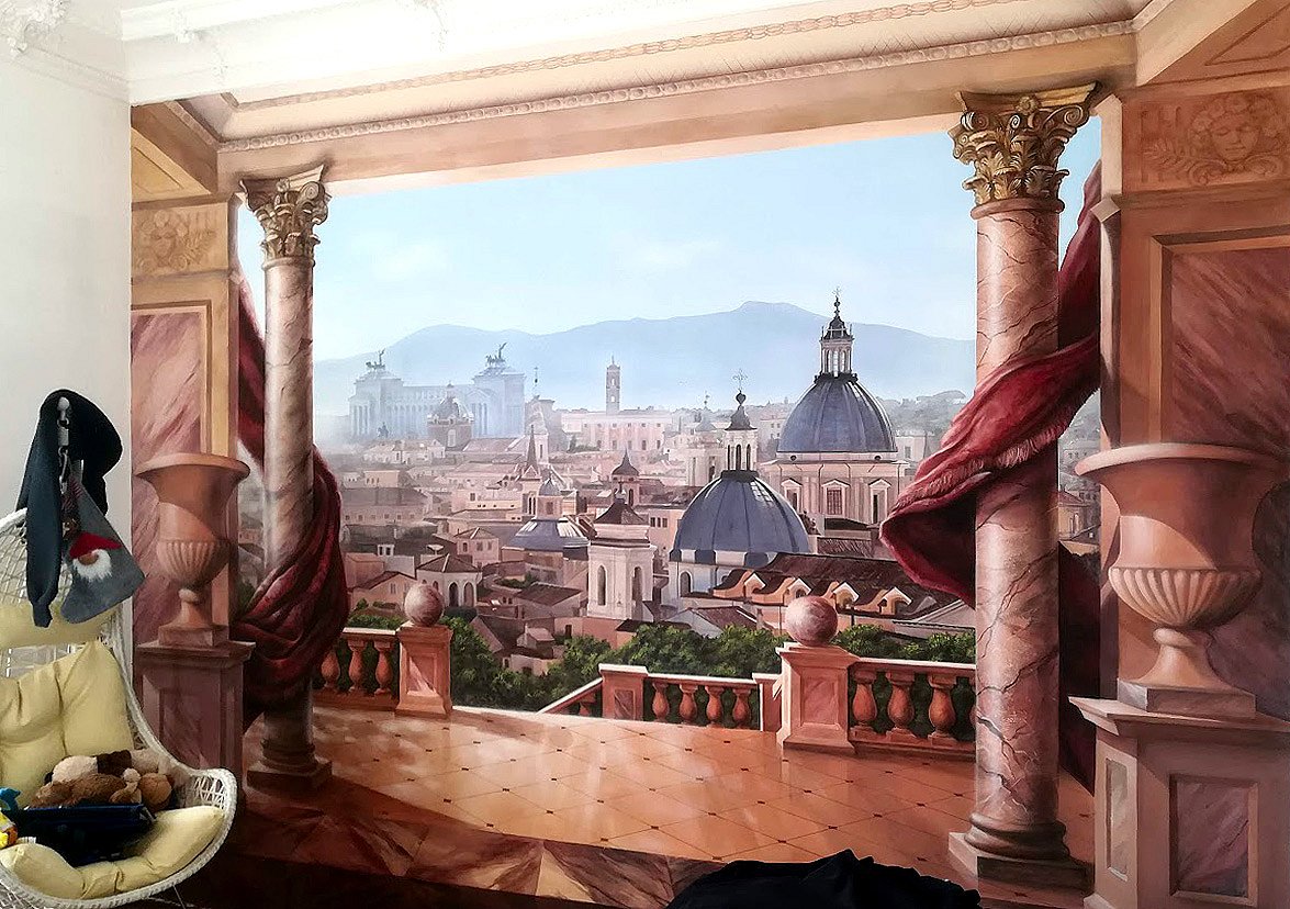 nástěnná malba v interiéru, město Řím